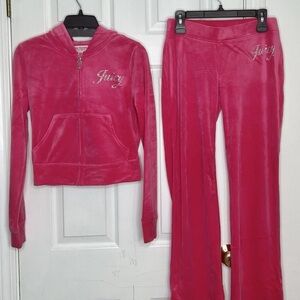 Juicy Couture Super Soft Velour Track Suit Large Pink Party